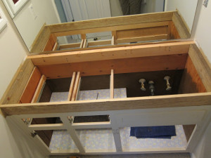 2 x 4 box to raise vanity height.